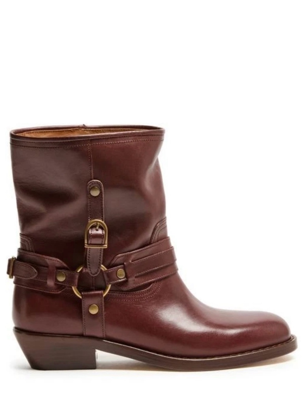 Isabel Marant Chestnut Brown Leather Buckle Ildred Ankle Boots